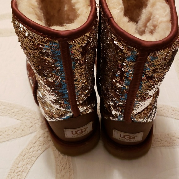 UGG Shoes - New Sequence gold and pink ugg boots